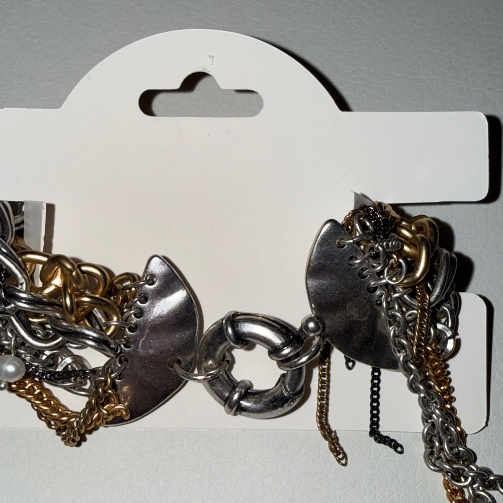 #215. Fashion Jewelry Gold and Silver Chain Bracelet - Picture 2 of 2